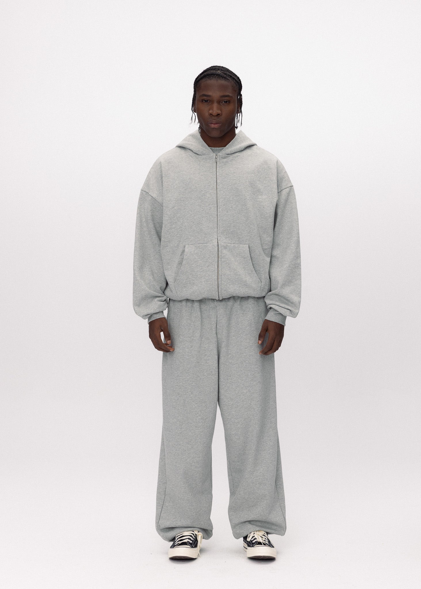 ABC ZIP HOODIE HEATHER GREY